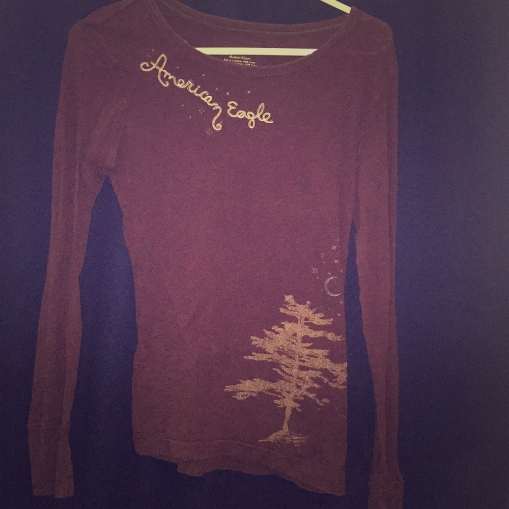 American Eagle Purple Long Sleeve Top M